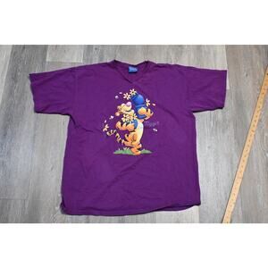 Vintage Disney Tigger Winnie the Pooh Graphic T Shirt Mens XL Purple V Neck